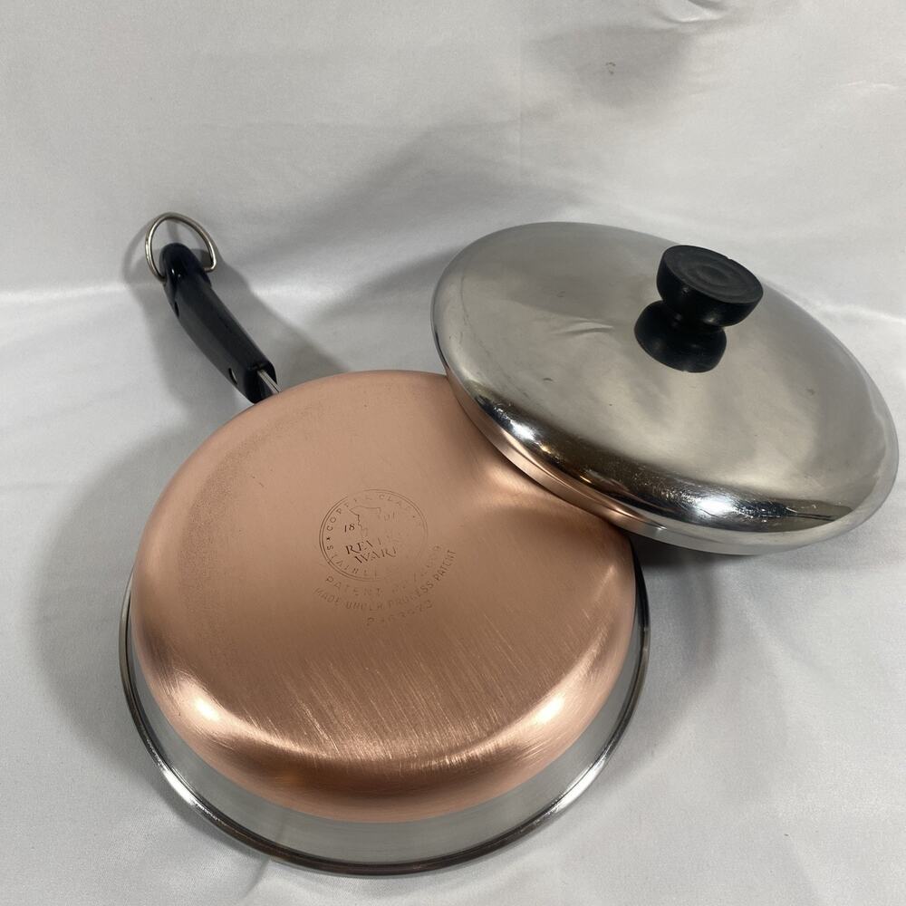 Revere Ware 8 Inch Skillet Fry Pan Stainless Steel Copper Bottom With Lid Pre 68